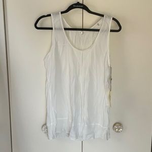 Margaret Oleary pin tuck blouse sleeveless